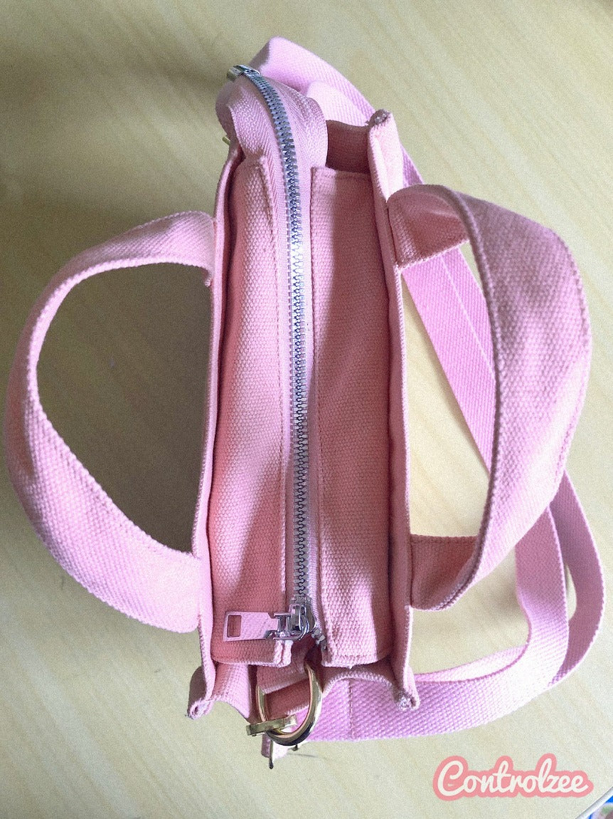 Pink Cow Canvas Tote Bag