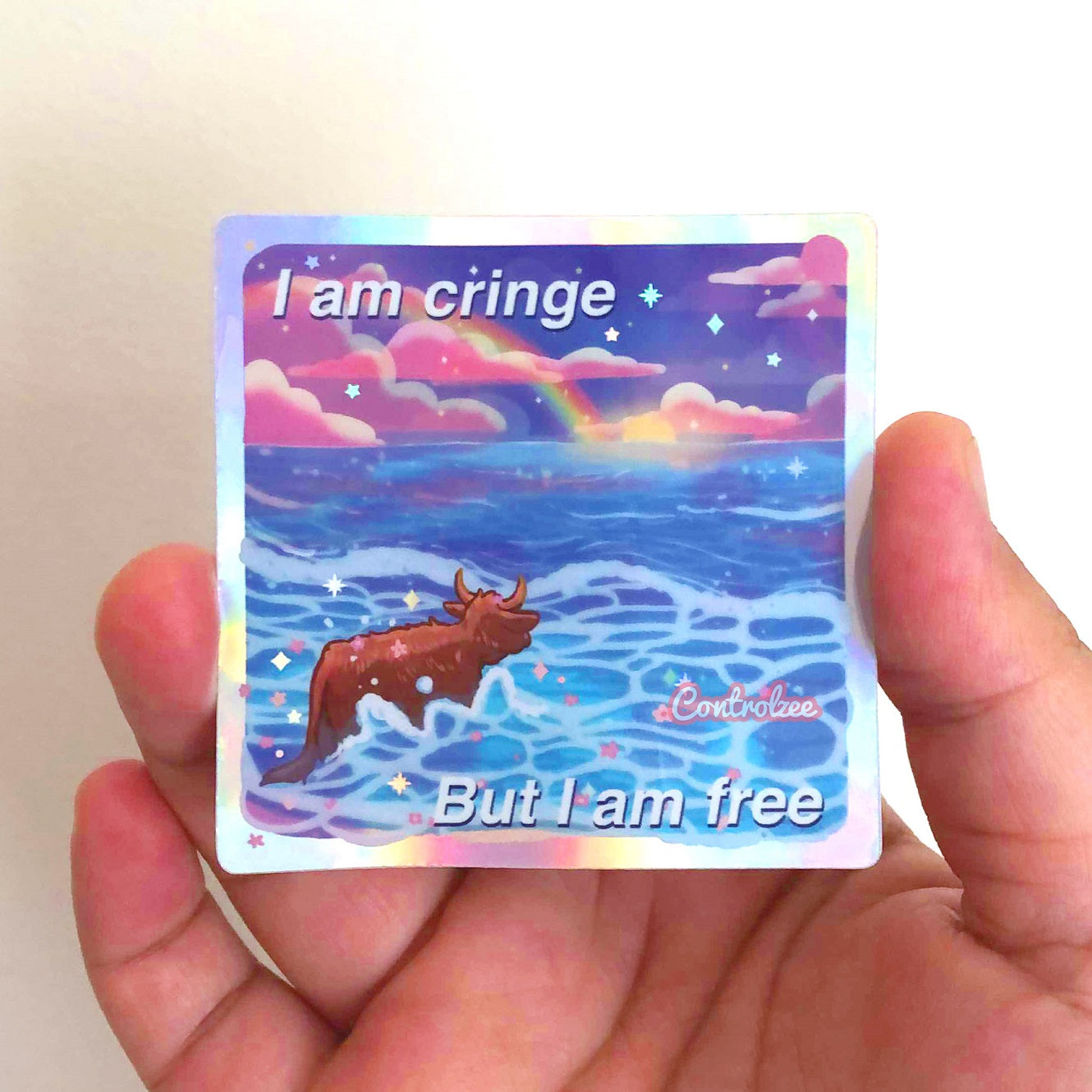 [Holo] I am cringe Cow Sticker
