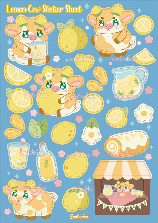 Lemon Cow Sticker Sheet