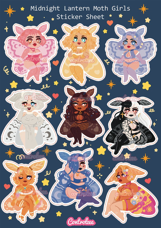 Midnight Lantern Moth Girls Sticker Sheet