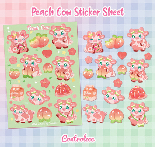 Peach Cow Sticker Sheet