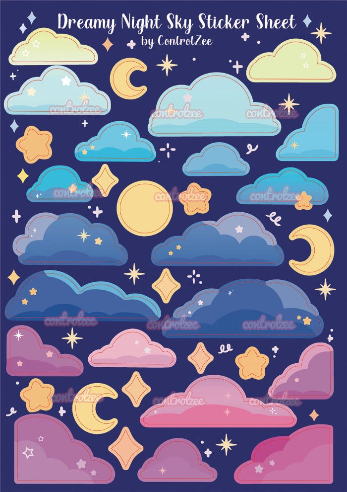 Dreamy Night Sky Sticker Sheet