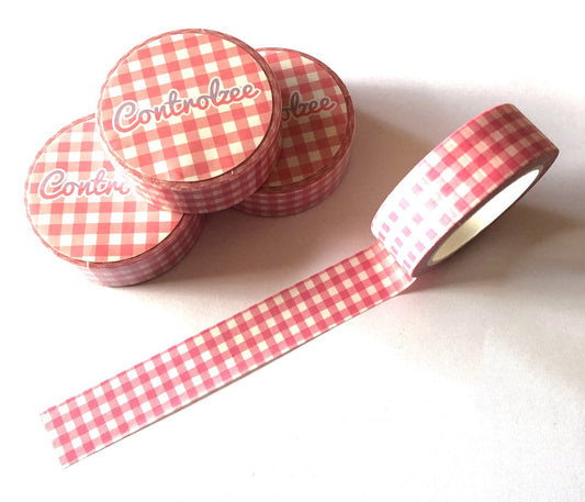 Little Red Gingham Washi Tape - paperkumaco